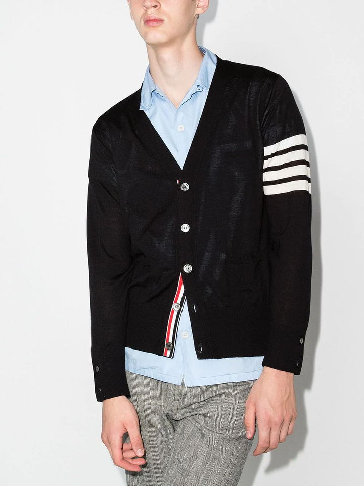 Thom-Browne-Classic-V-Neck-Cardigan-With-4-Bar-Navy-2