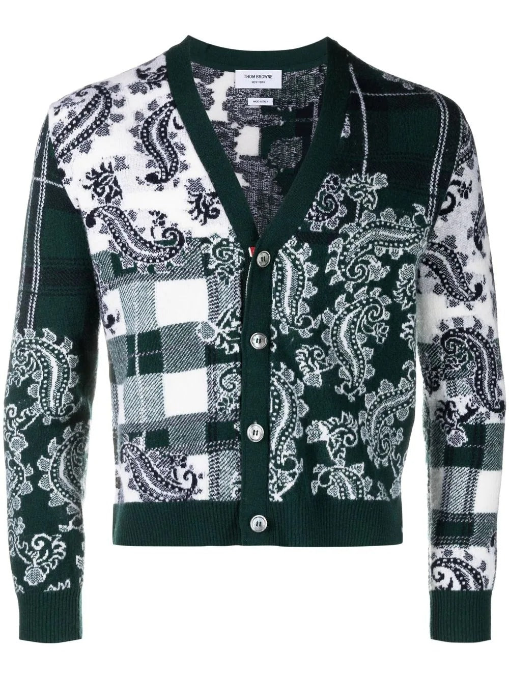 Thom-Browne-Fun-Mix-Tartan-Check-Cardigan-Green-1