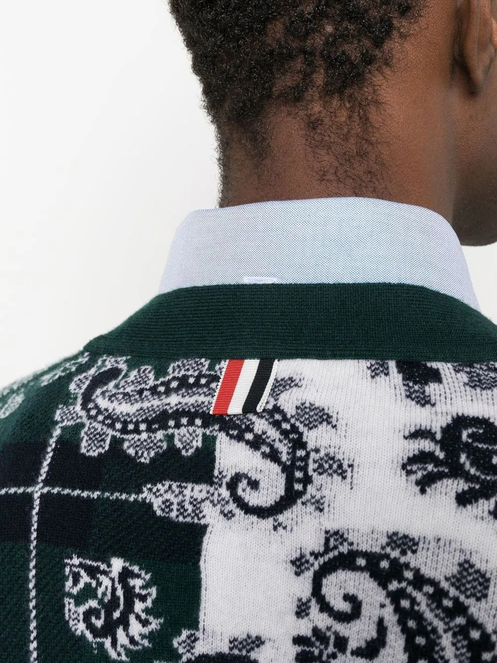 Thom-Browne-Fun-Mix-Tartan-Check-Cardigan-Green-5