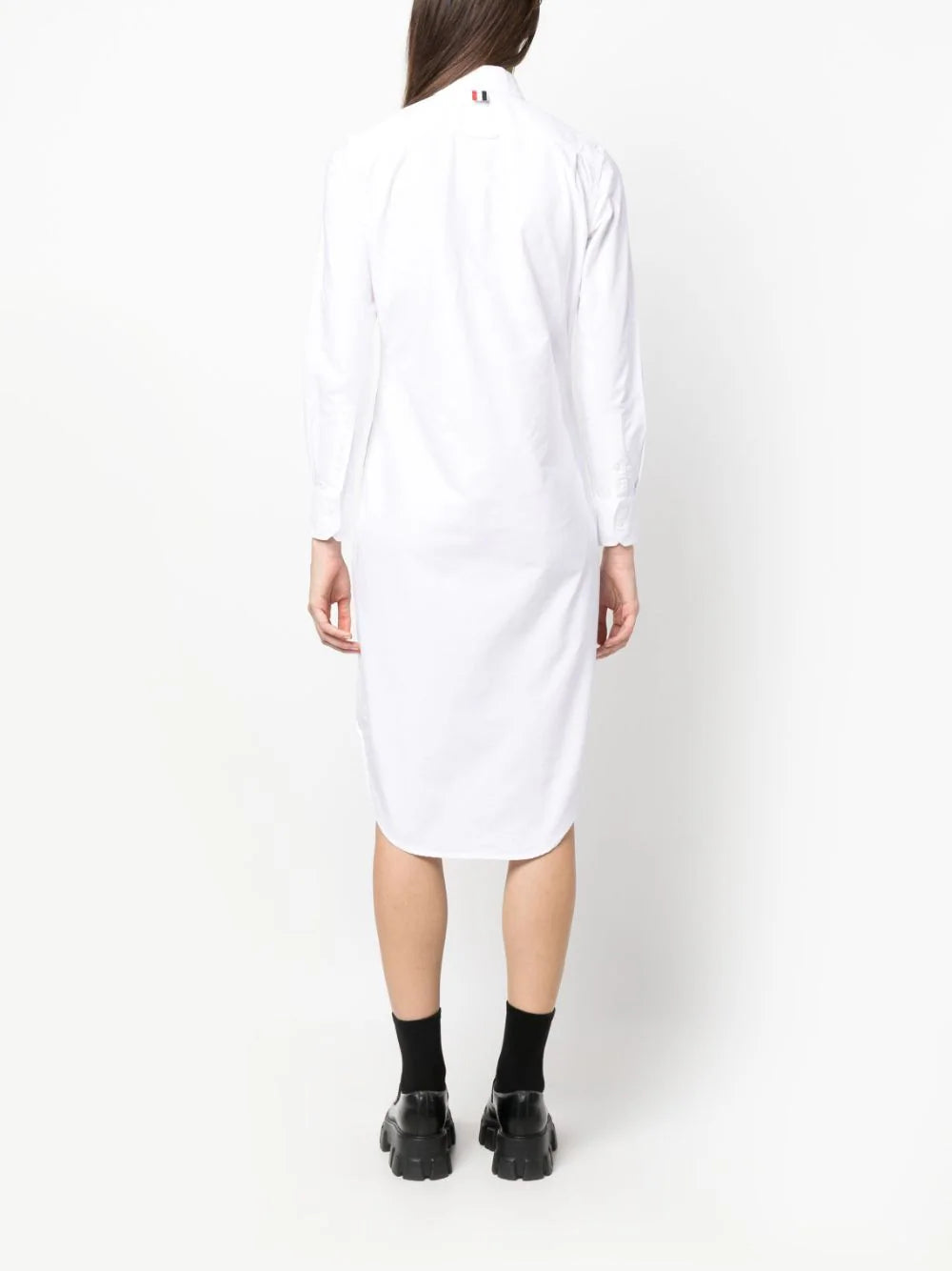 Thom-Browne-Knee-Length-Point-Collar-Shirt-White-4