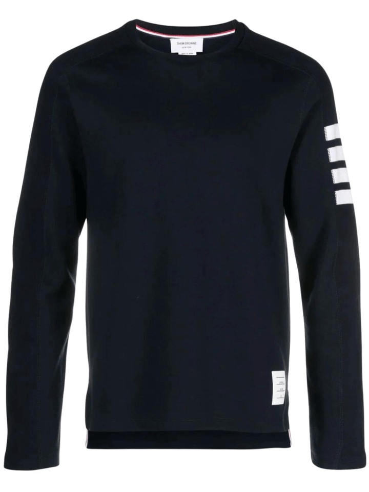 Thom-Browne-Long-Sleeve-Tee-With-4-Bar-Stripe-Navy-1