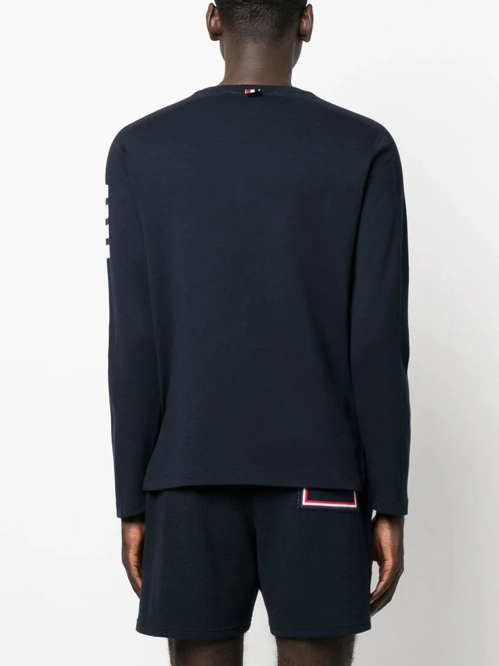 Thom-Browne-Long-Sleeve-Tee-With-4-Bar-Stripe-Navy-4