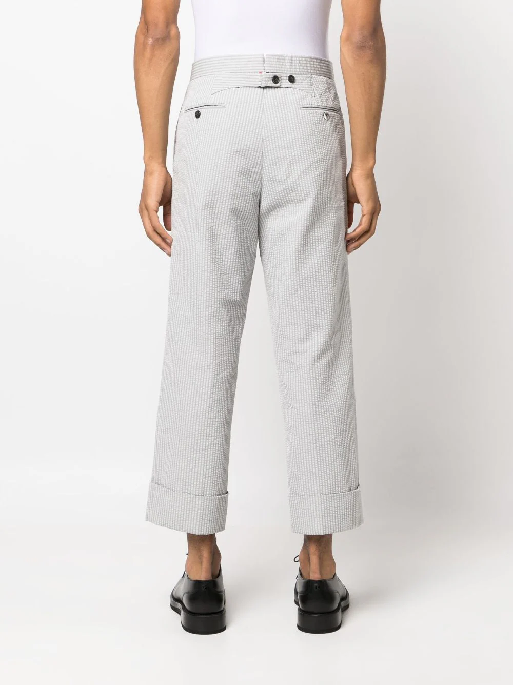 Thom-Browne-Low-Rise-Drop-Crotch-Bakcstrap-Pants-Light-Grey-4