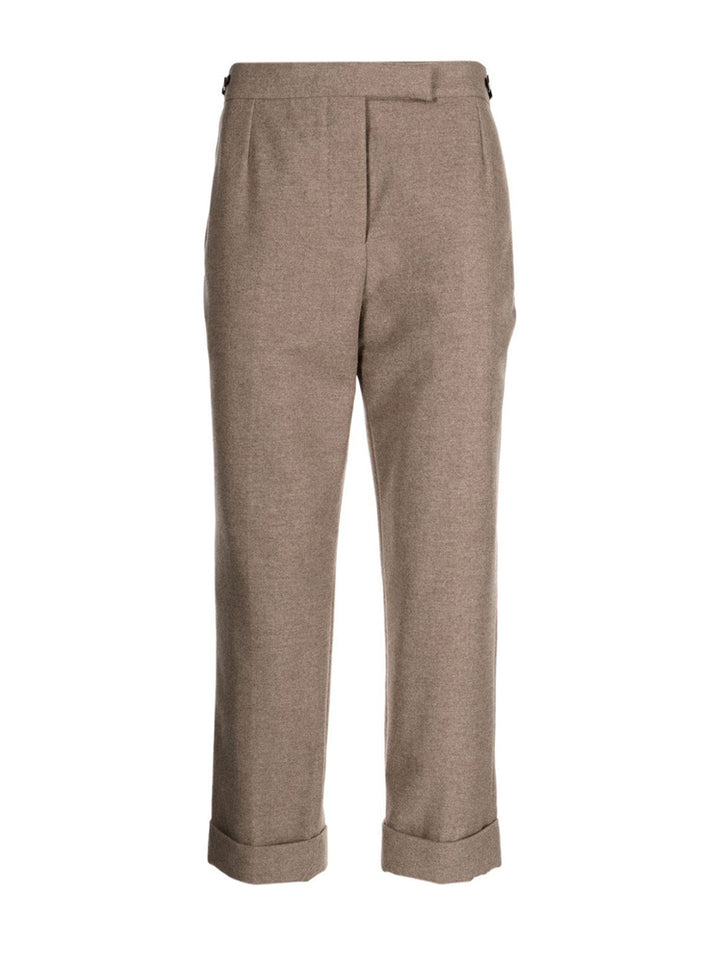 Thom-Browne-Lowrise-Slim--Trousers-In-Wool-Brown-1