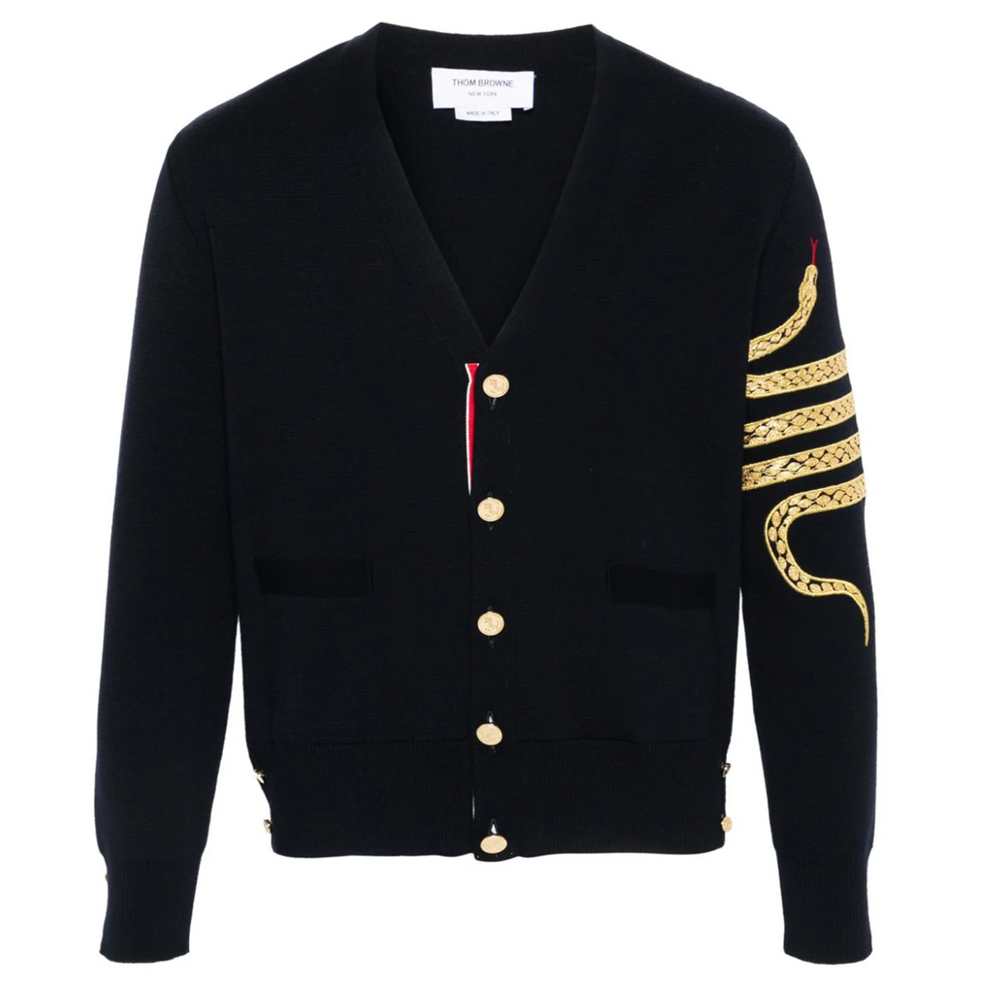 Lunar New Year Wool 4-Bar V Neck Cardigan With Pocket Men Men