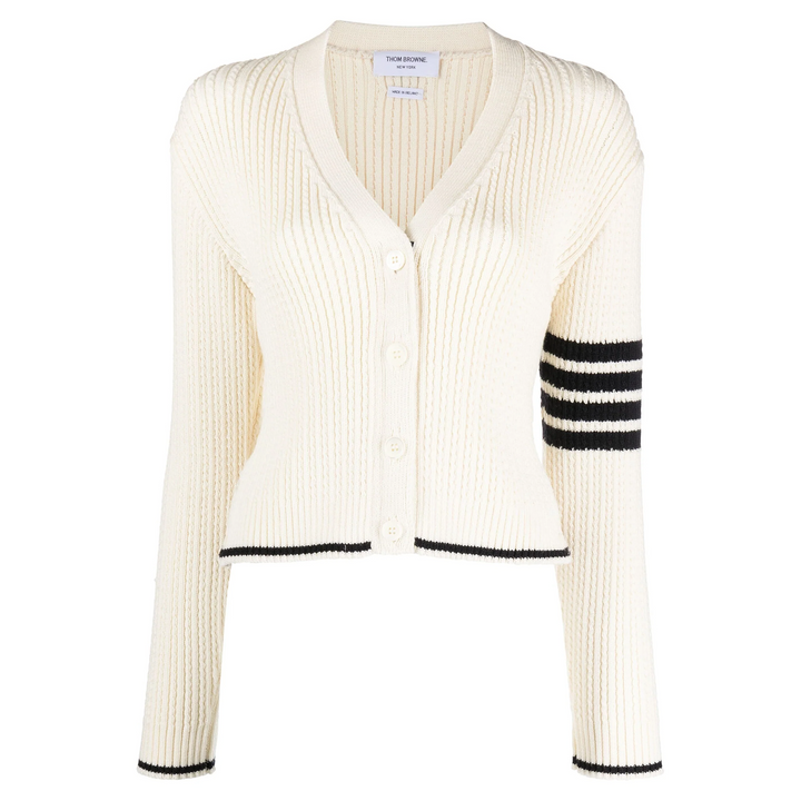 Merino Wool 4-Bar Cropped Cardigan Women