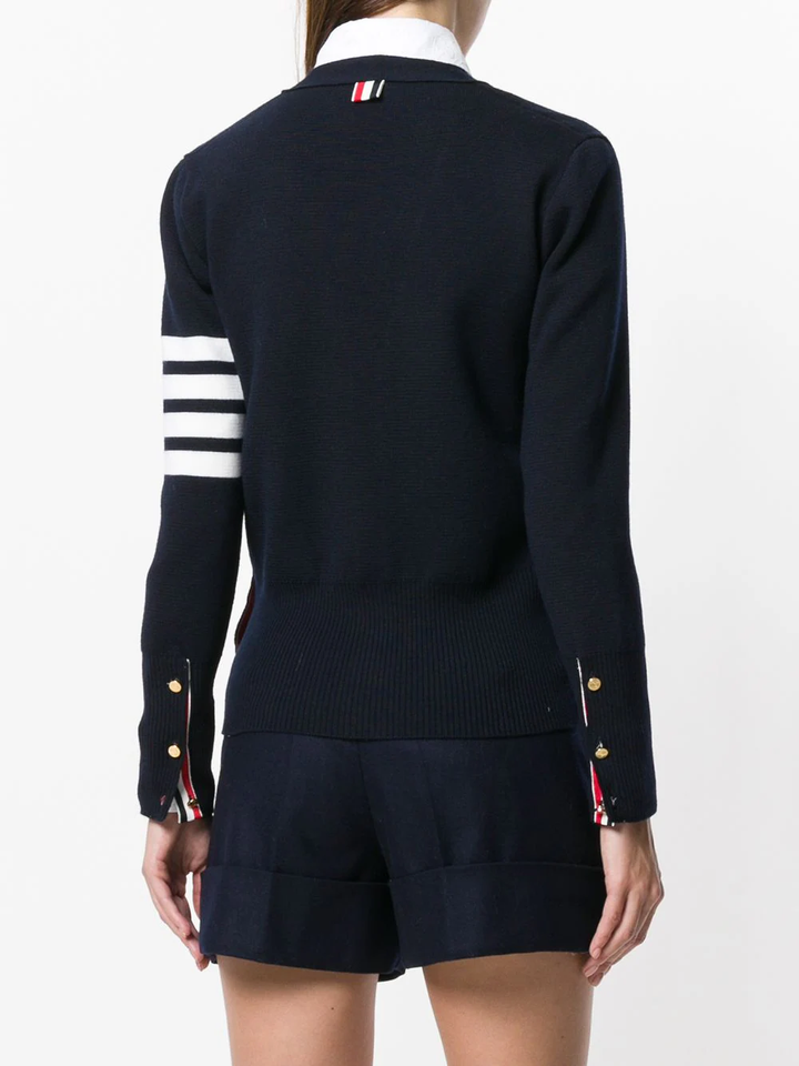 Thom-Browne-Milano-Classic-V-Neck-Cardigan-Navy-4