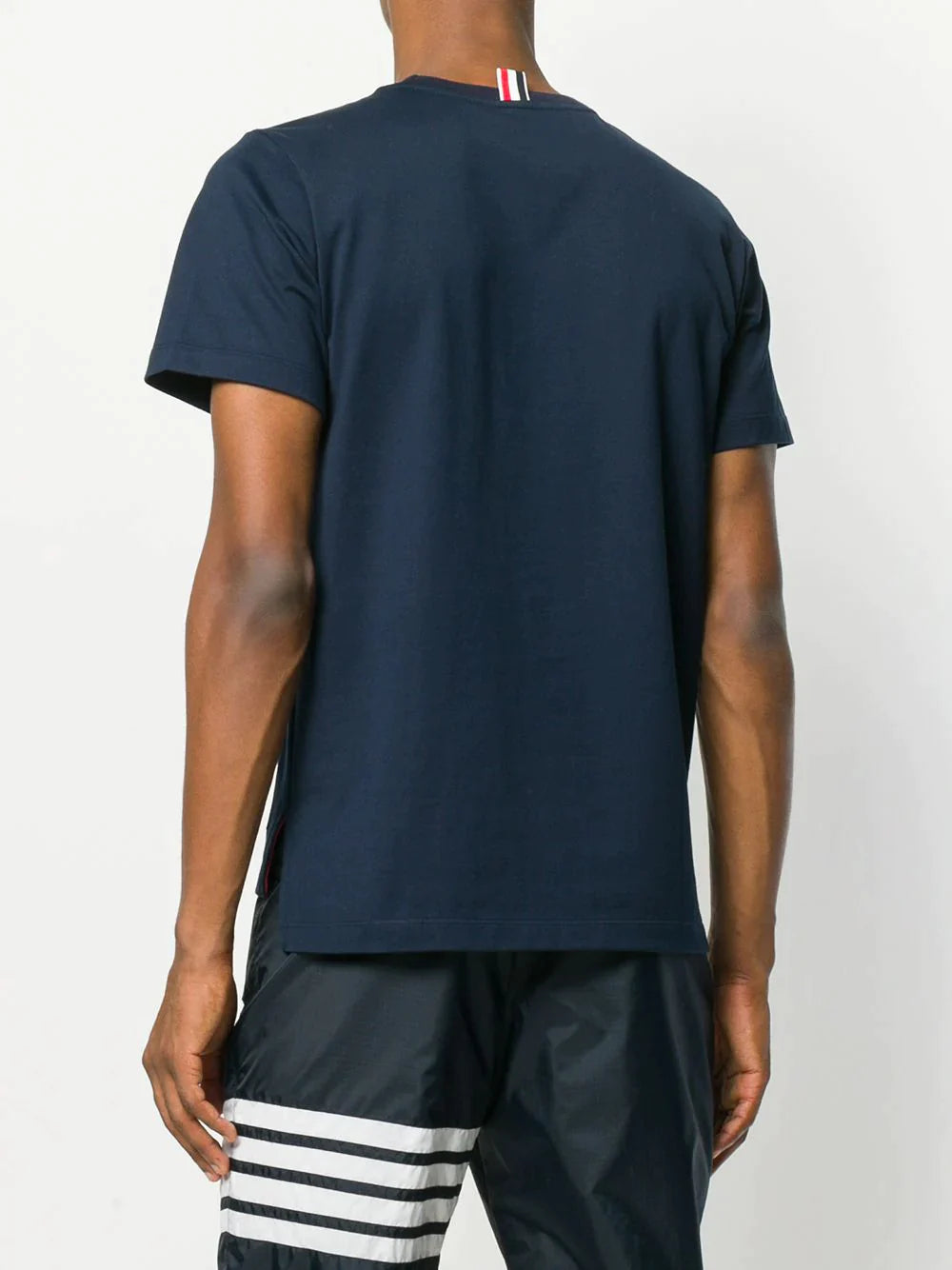 Thom Browne Relaxed Fit Short Sleeve Tee With Side Slit Navy 4