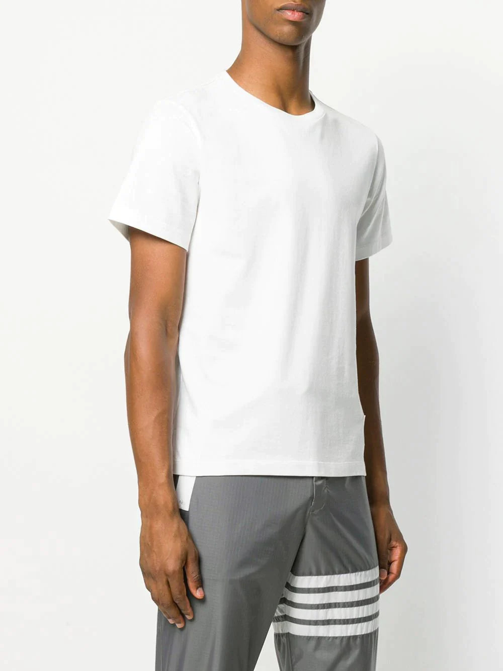 Thom Browne Relaxed Fit Short Sleeve Tee With Side Slit White 3