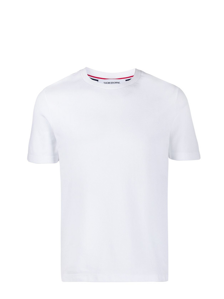 Thom Browne Short Sleeve Tee With Engineered White 1