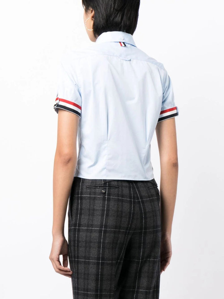 Thom-Browne-Short-Sleeve-Tucked-Blouse-Light-Blue-4