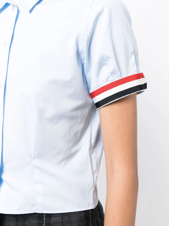 Thom-Browne-Short-Sleeve-Tucked-Blouse-Light-Blue-5