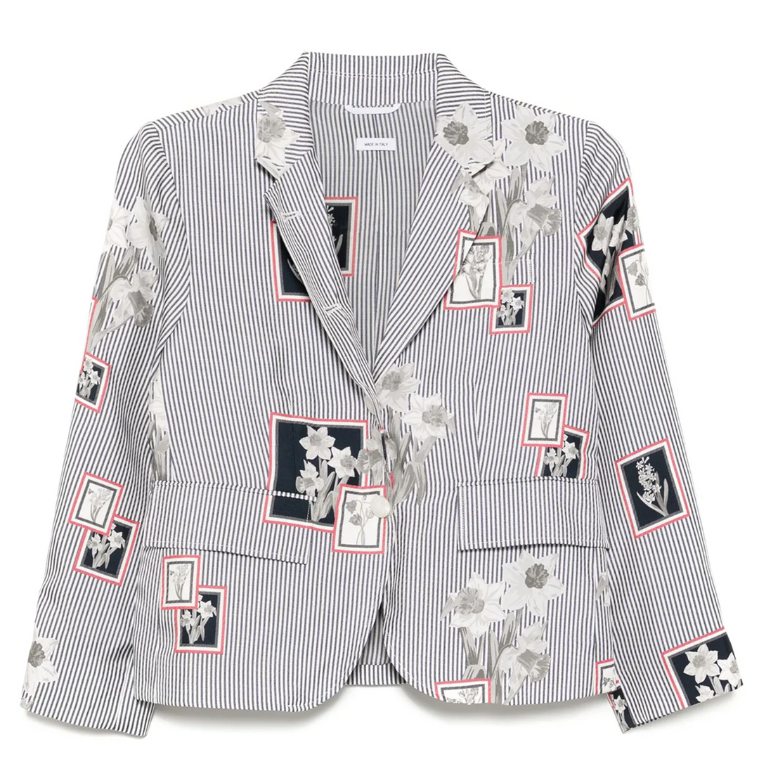 Silk Twill Framed Floral High Armhole Sportcoat