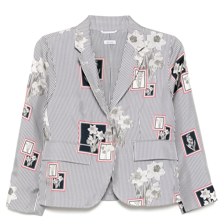 Silk Twill Framed Floral High Armhole Sportcoat