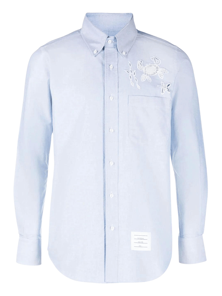 Thom-Browne-Straight-Fit-Button-Down-Shirt-Light-Blue-1