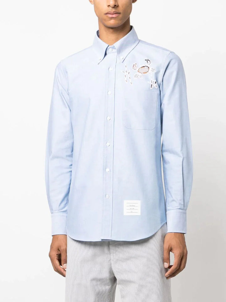 Thom-Browne-Straight-Fit-Button-Down-Shirt-Light-Blue-4