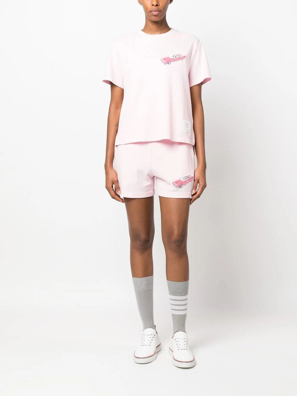 Thom-Browne-Summer-Shorts-With-Car-Embroidery-Pink-2