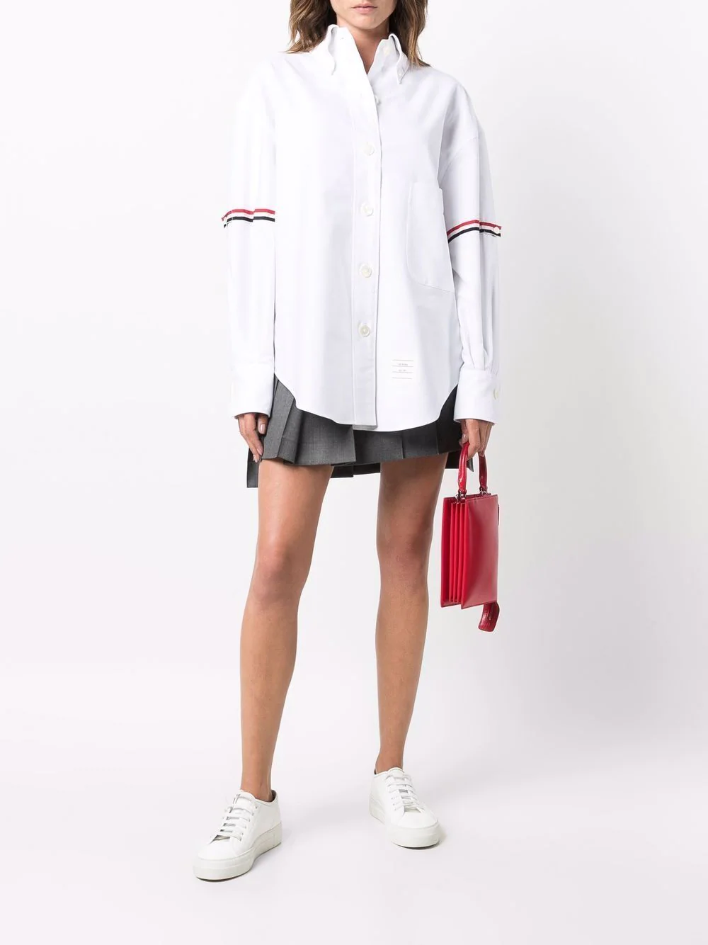 Thom-Browne-Supersized-Long-Sleeve-Cropped-Shirt-White-2