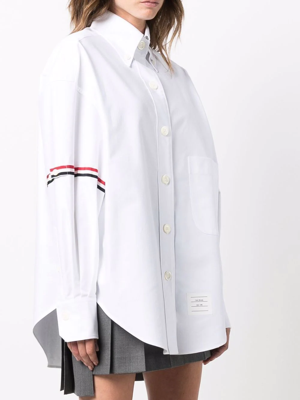 Thom-Browne-Supersized-Long-Sleeve-Cropped-Shirt-White-3