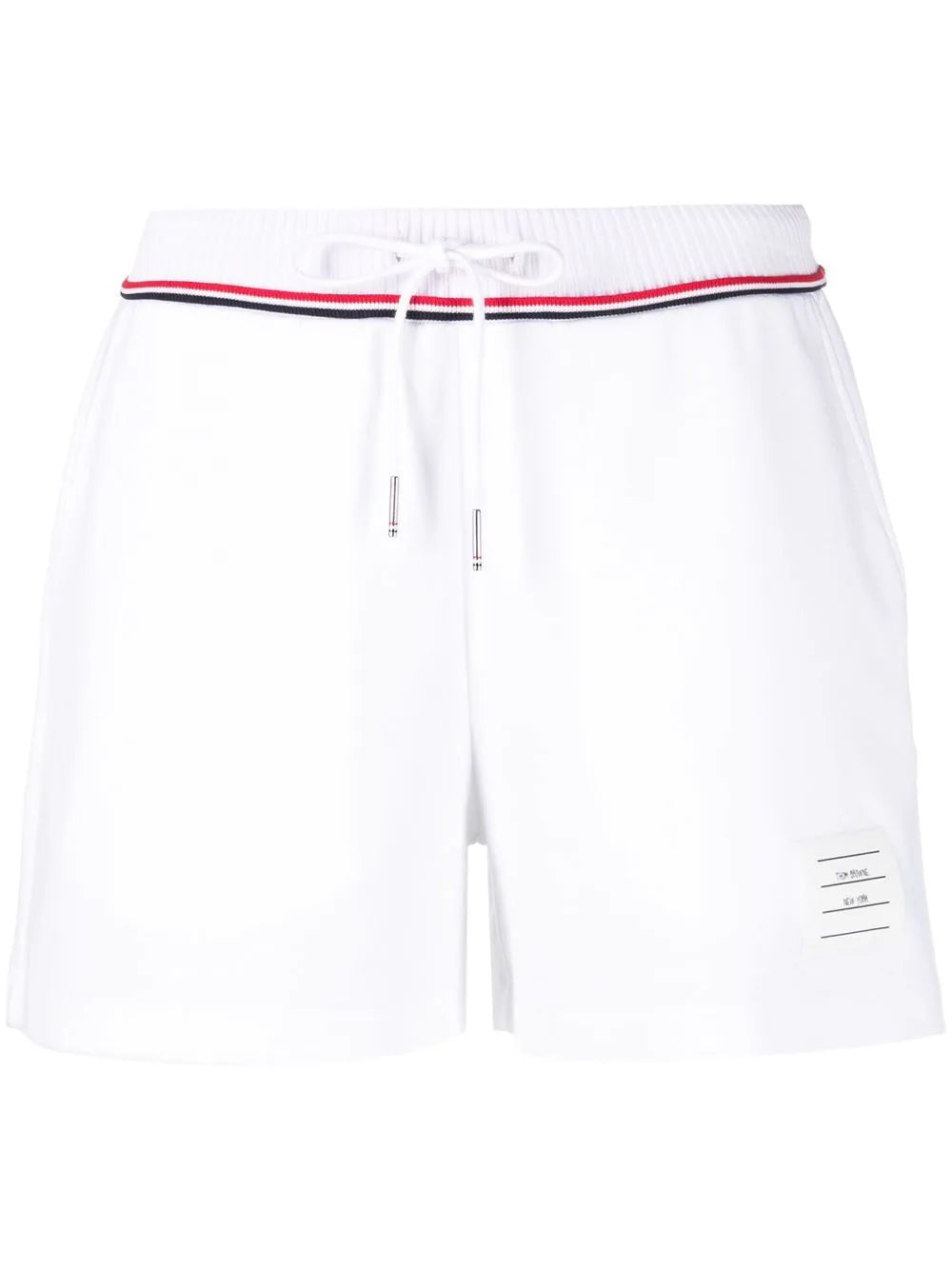 Thom Browne Sweat Shorts With Rwb Stripe Trim White 1