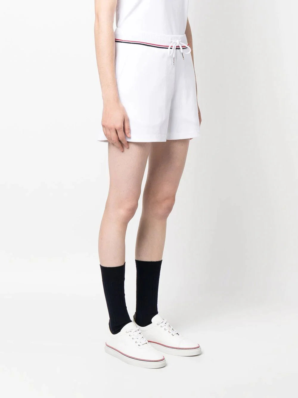 Thom Browne Sweat Shorts With Rwb Stripe Trim White 3