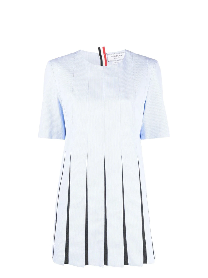 Thom Browne Thigh Length Trompe Loeil Pleated Dress Light Blue 1