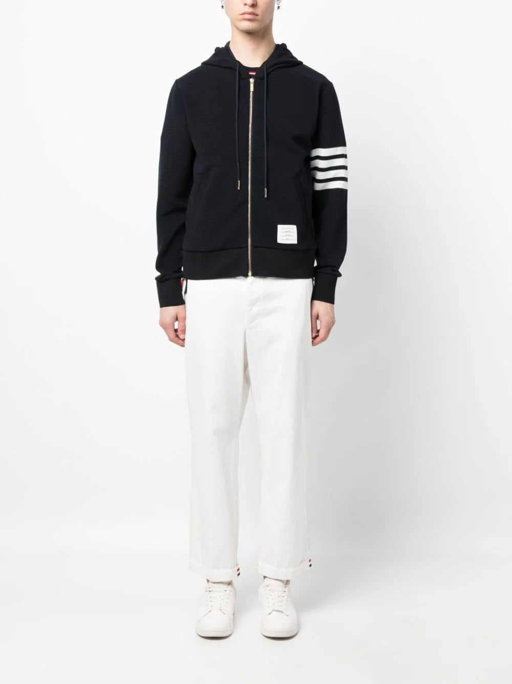 Thom-Browne-Zip-Hoodie-With-4Bar-In-Cotton-Navy-2