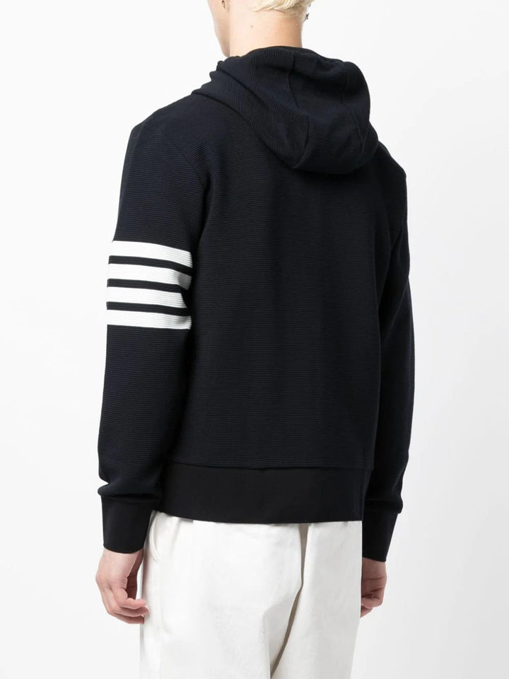 Thom-Browne-Zip-Hoodie-With-4Bar-In-Cotton-Navy-4