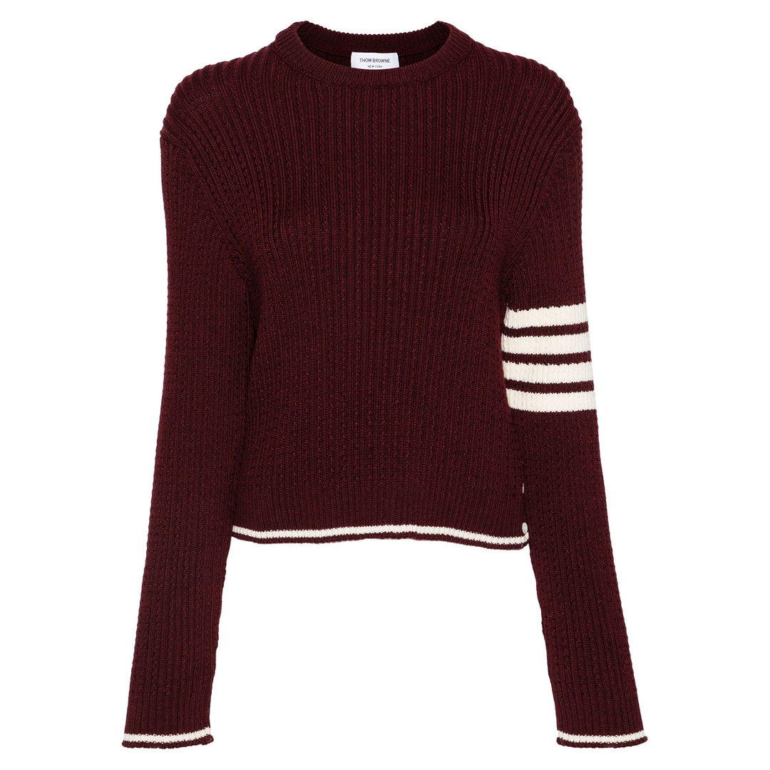 Baby Cable Cropped Crew Neck Top Women