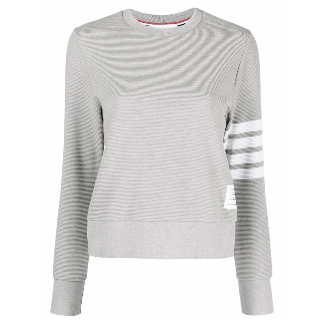 Light Grey Ottoman Rib 4-Bar Crew Neck Sweatshirt