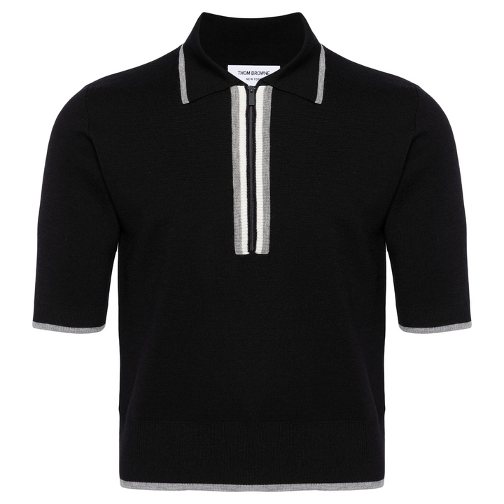Merino Wool Milano Stitch Zip Up Polo Men