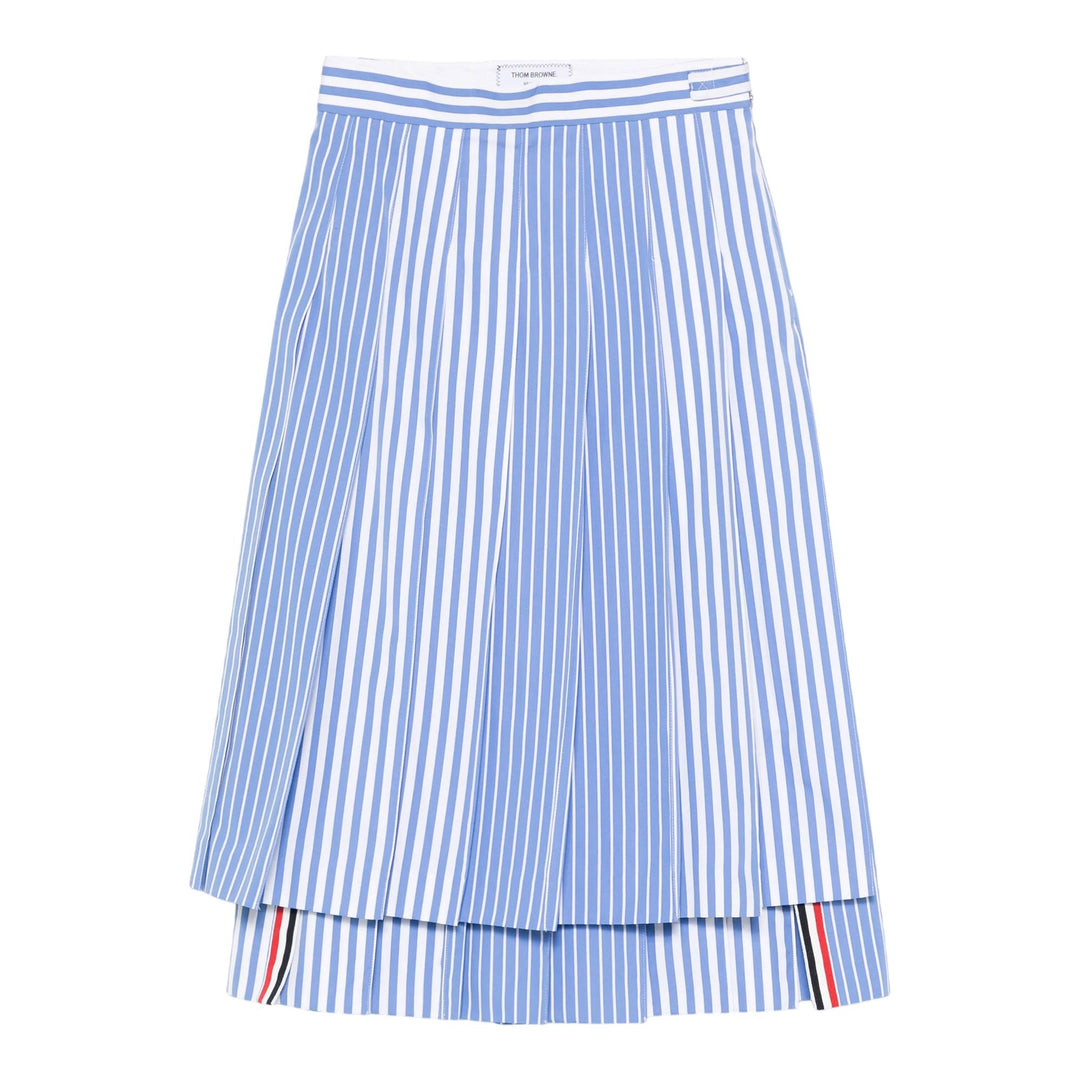 Club21 - Thom Browne - Awning Striped Poplin Funmix Pleated Skirt Women - SKIRTS - Blue