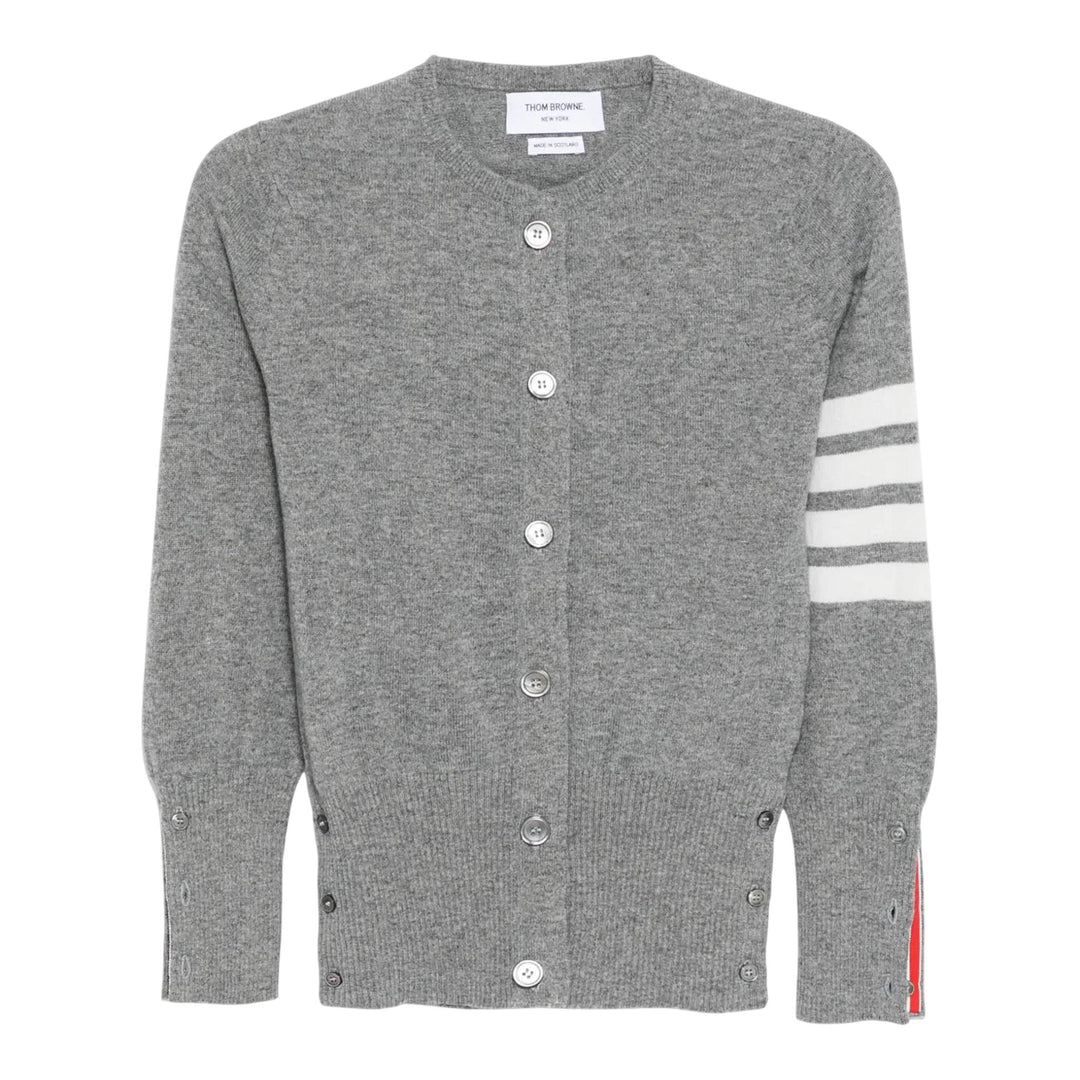Club21 - Thom Browne - Classic Cashmere 4-Bar Crew Neck Cardigan Women - CARDIGANS - Grey