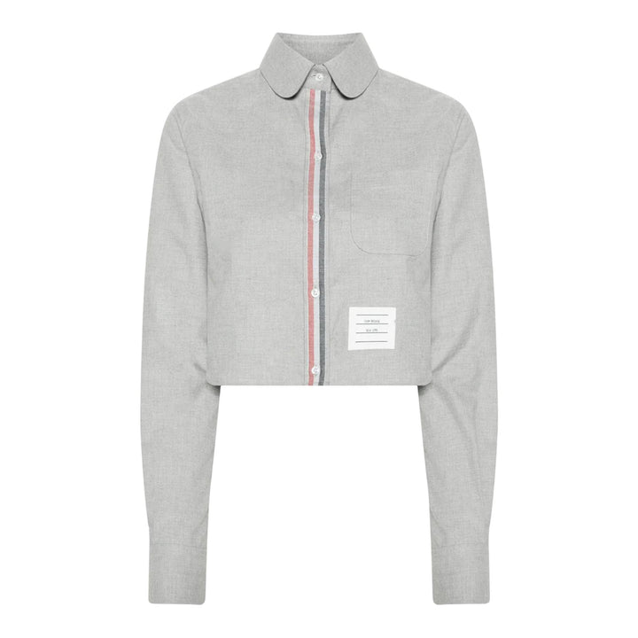 Club21 - Thom Browne - Classic Cropped Round Collar Top Women - BLOUSES - Grey