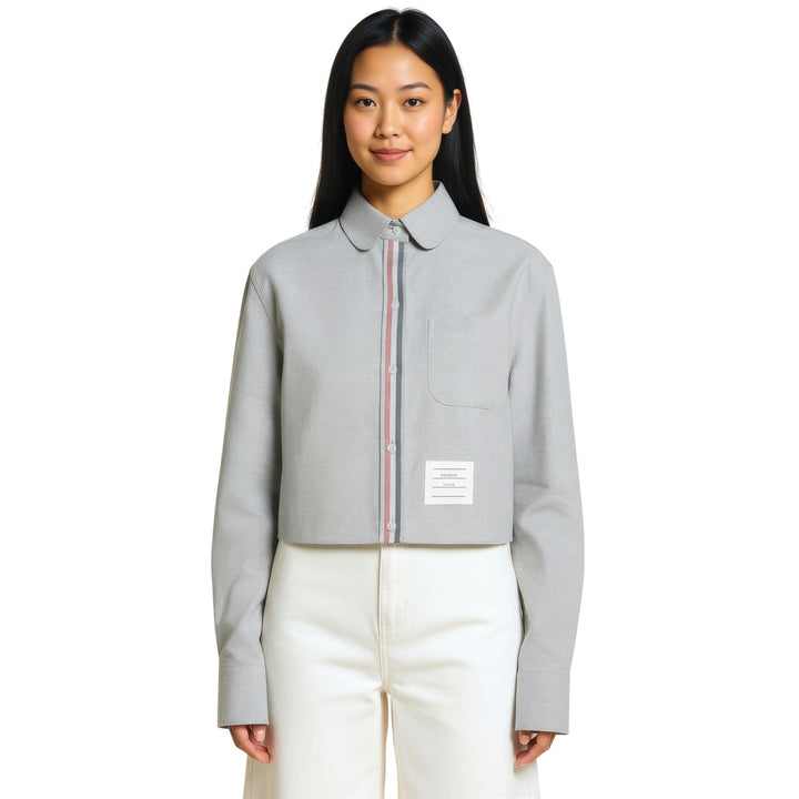 Club21 - Thom Browne - Classic Cropped Round Collar Top Women - BLOUSES - Grey
