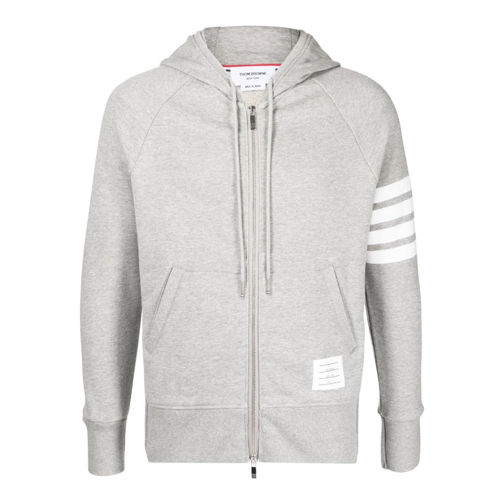 Club21 - Thom Browne - Classic Loopback 4-Bar Full Zip Hoodie Men - JACKETS - Light Grey