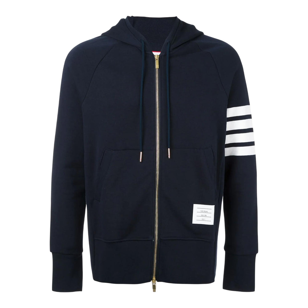 Club21 - Thom Browne - Classic Loopback 4-Bar Full Zip Hoodie Men - JACKETS - Navy