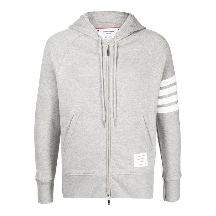 Club21 - Thom Browne - Classic Loopback 4-Bar Zip Hoodie Men - JACKETS - Light Grey