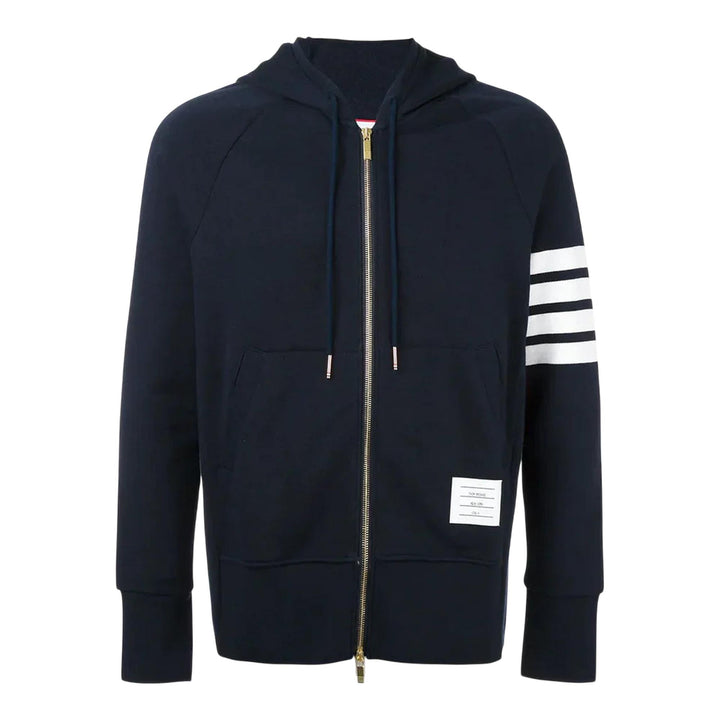 Club21 - Thom Browne - Classic Loopback 4-Bar Zip Hoodie Men - JACKETS - Navy