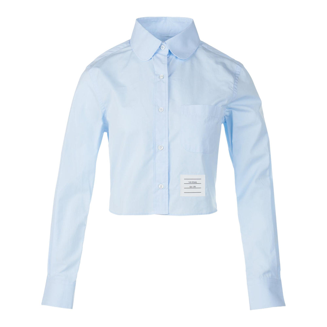 Club21 - Thom Browne - Classic Round Collar Cropped Shirt Women - SHIRTS - Light Blue