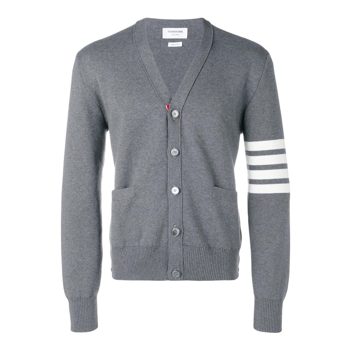 Club21 - Thom Browne - Cotton Crepe V-Neck Cardigan Men - CARDIGANS - Grey