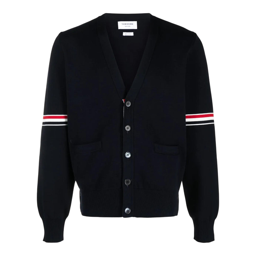 Club21 - Thom Browne - Cotton Milano Stitch V-Neck Cardigan Men - CARDIGANS - Navy