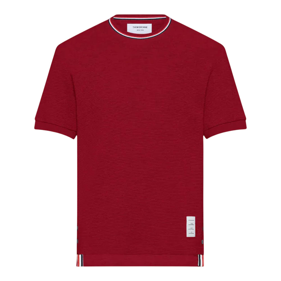 Club21 - Thom Browne - Cotton Waffle Rib Cuff Tee Men - TEES - Burgundy