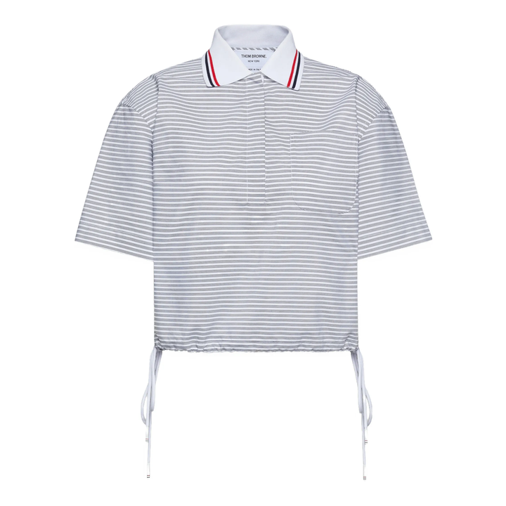 Drawstring Hem Polo Top