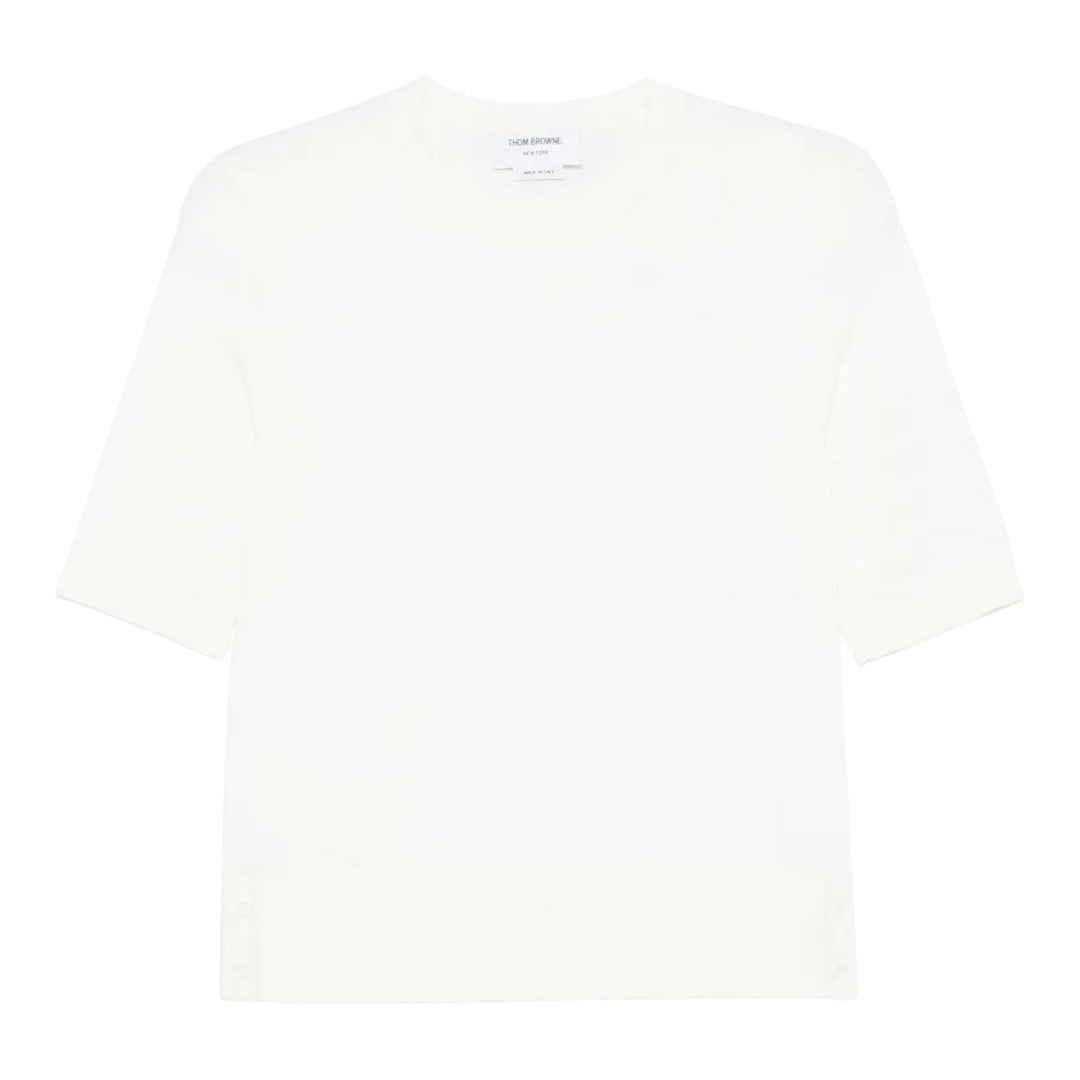 Club21 - Thom Browne - Feather Intarsia Pointelle 4-Bar Tee Women - TEES - White