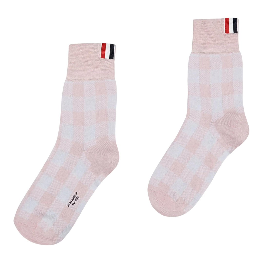 Club21 - Thom Browne - Gingham Check Jacquard 4-Bar Ankle Socks Women - SOCKS - Pink