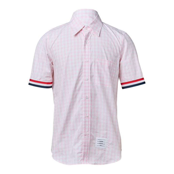 Club21 - Thom Browne - Gingham Check Poplin Short Sleeve Shirt Men - SHIRTS - Pink