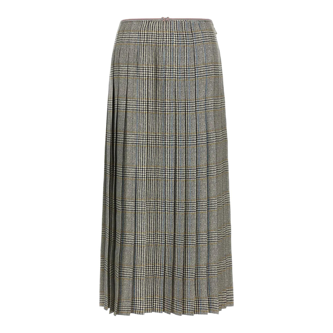 Club21 - Thom Browne - Hunting Tweed Silk Twill Pleated Skirt Women - SKIRTS - Black