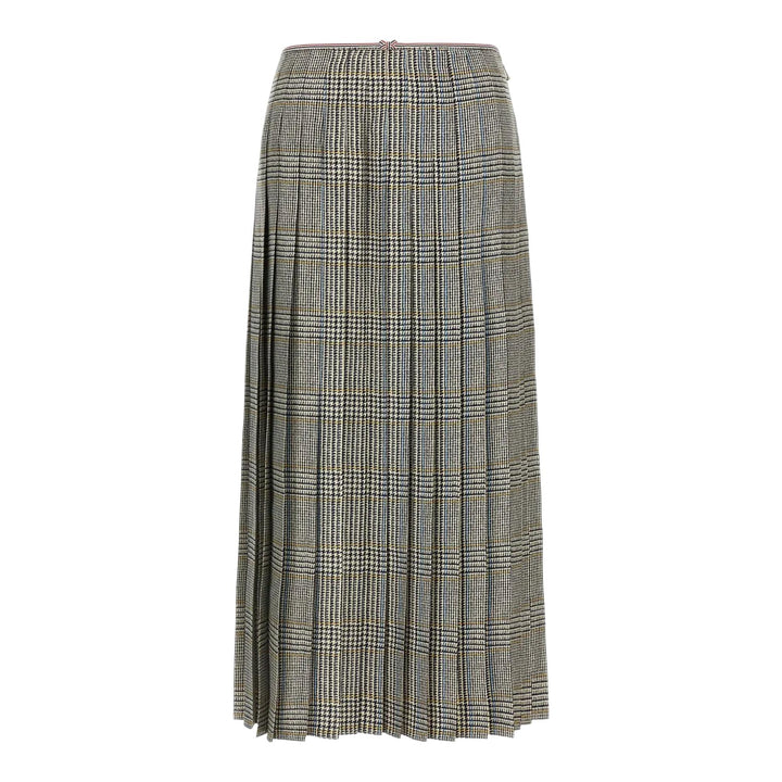 Club21 - Thom Browne - Hunting Tweed Silk Twill Pleated Skirt Women - SKIRTS - Black
