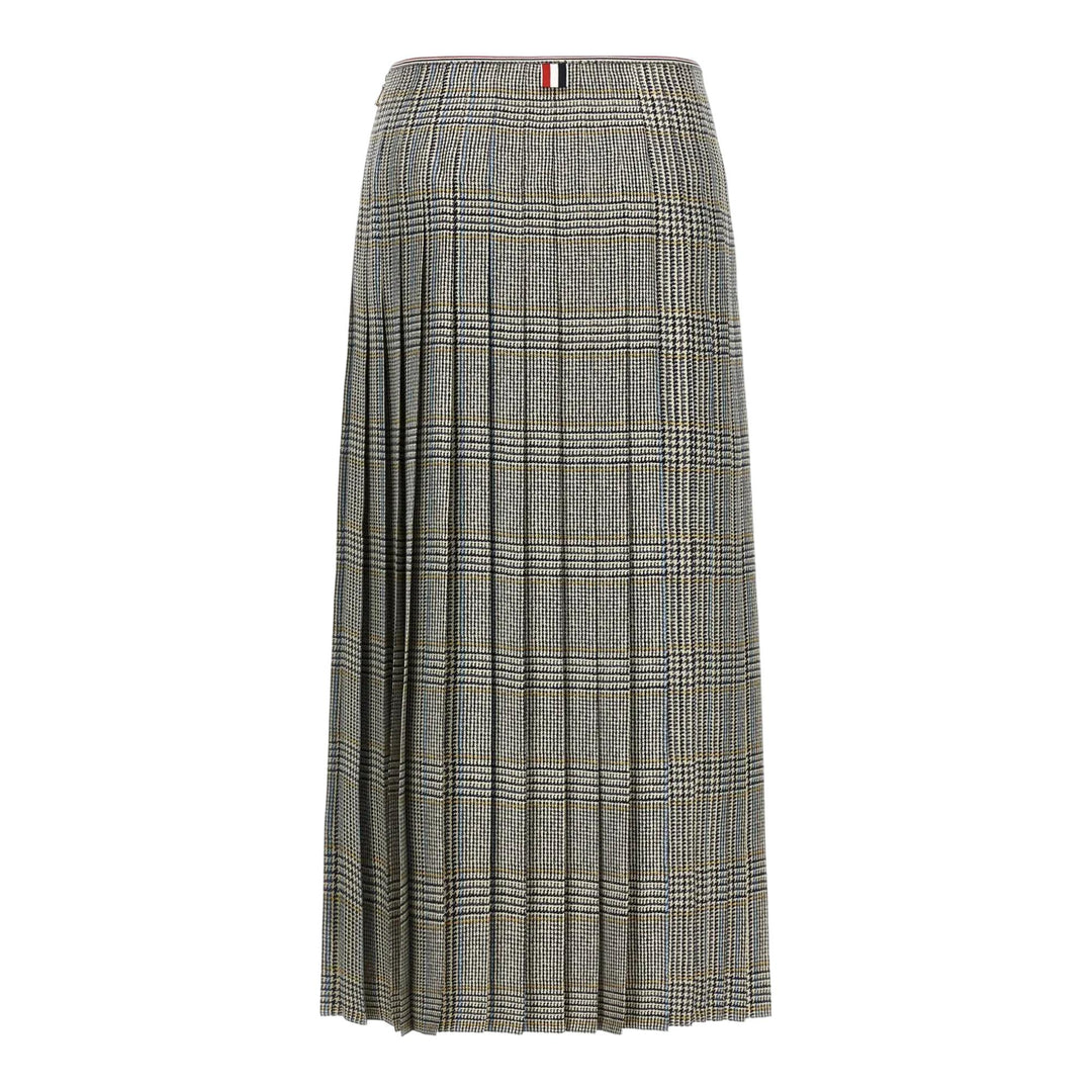 Club21 - Thom Browne - Hunting Tweed Silk Twill Pleated Skirt Women - SKIRTS - Black